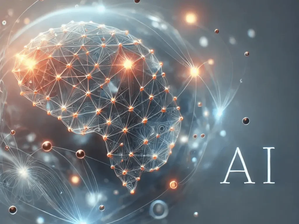 A-futuristic-AI-concept-with-glowing-neural-network-structures-and-interconnected-nodes-symbolizing-innovation-and-technology-for-blog-8-profitable-ai-business-ideas-to-launch-in-2025