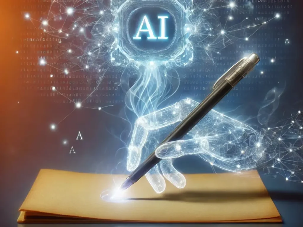 Futuristic-AI-driven-writing-assistant-enhancing-content-creation-with-digital-connections-for-blog-title-humanize-AI-content-for-better-seo